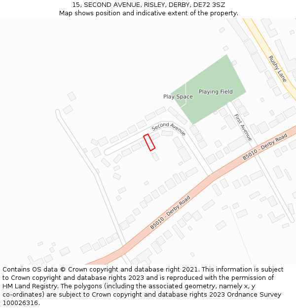 15, SECOND AVENUE, RISLEY, DERBY, DE72 3SZ: Location map and indicative extent of plot