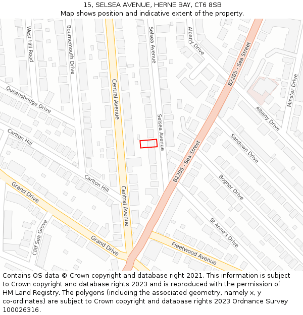 15, SELSEA AVENUE, HERNE BAY, CT6 8SB: Location map and indicative extent of plot