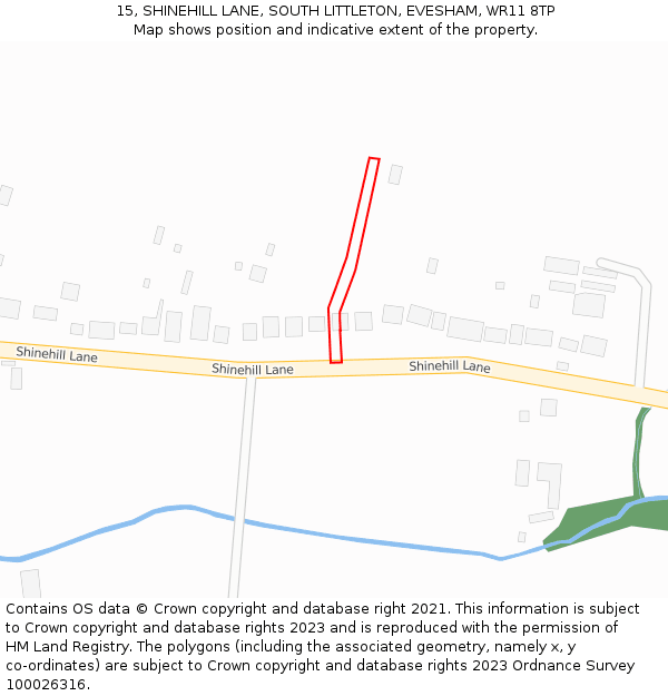 15, SHINEHILL LANE, SOUTH LITTLETON, EVESHAM, WR11 8TP: Location map and indicative extent of plot