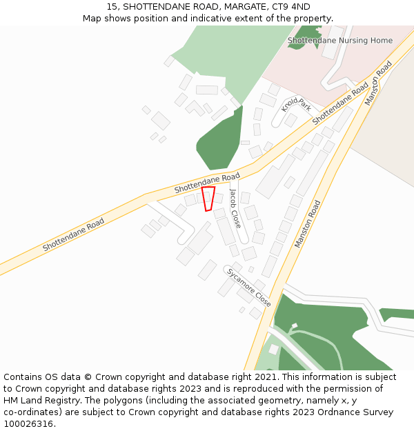 15, SHOTTENDANE ROAD, MARGATE, CT9 4ND: Location map and indicative extent of plot