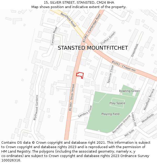 15, SILVER STREET, STANSTED, CM24 8HA: Location map and indicative extent of plot