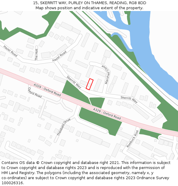 15, SKERRITT WAY, PURLEY ON THAMES, READING, RG8 8DD: Location map and indicative extent of plot