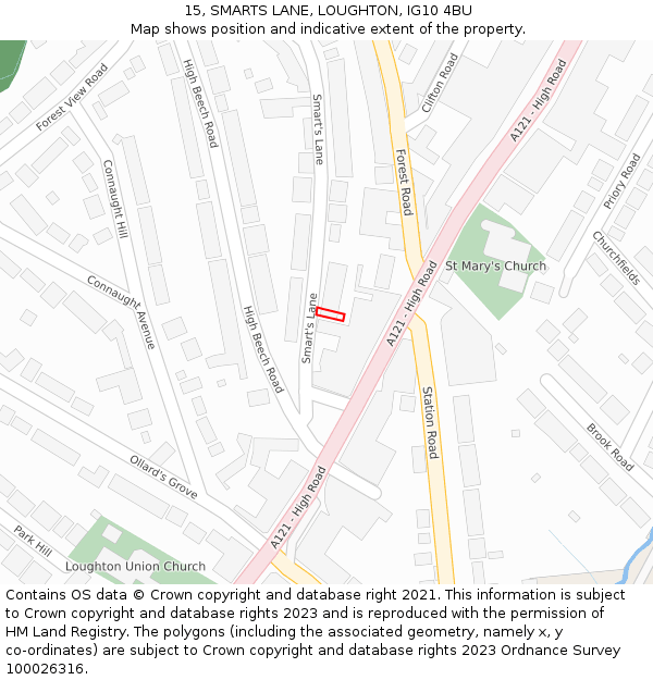 15, SMARTS LANE, LOUGHTON, IG10 4BU: Location map and indicative extent of plot