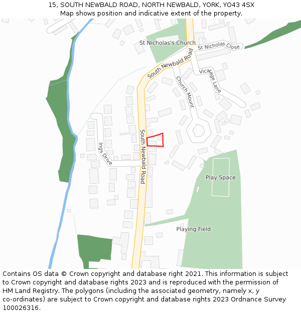 15, SOUTH NEWBALD ROAD, NORTH NEWBALD, YORK, YO43 4SX: Location map and indicative extent of plot