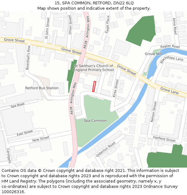 15, SPA COMMON, RETFORD, DN22 6LQ: Location map and indicative extent of plot