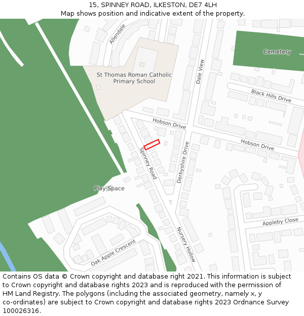 15, SPINNEY ROAD, ILKESTON, DE7 4LH: Location map and indicative extent of plot