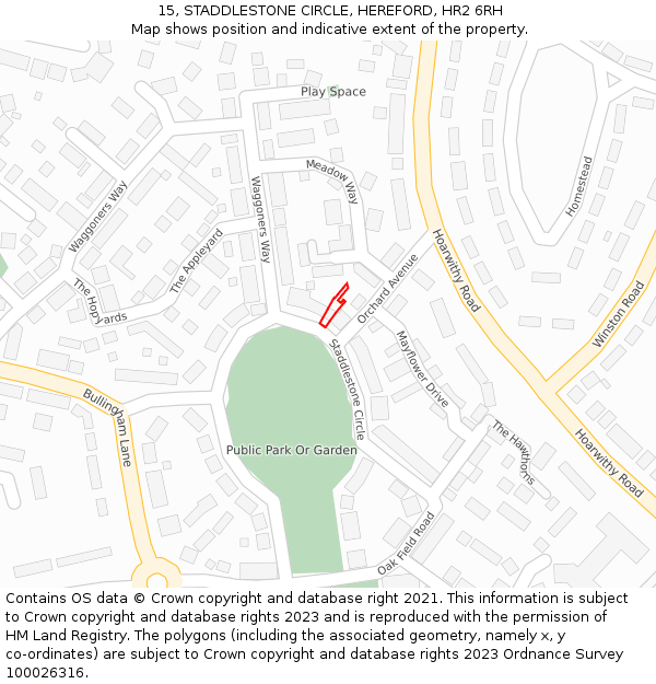 15, STADDLESTONE CIRCLE, HEREFORD, HR2 6RH: Location map and indicative extent of plot