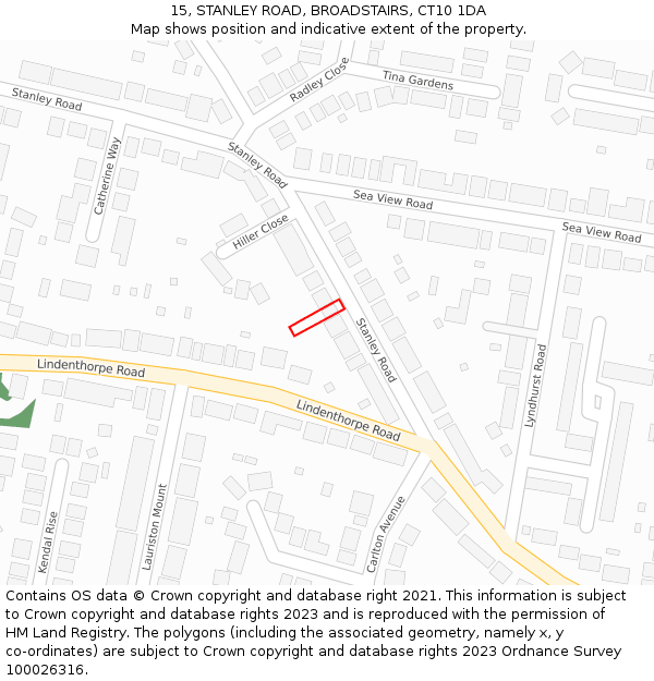 15, STANLEY ROAD, BROADSTAIRS, CT10 1DA: Location map and indicative extent of plot