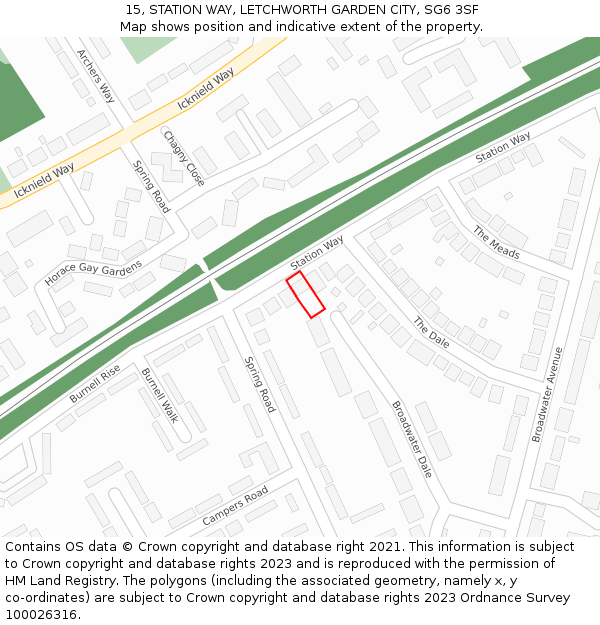 15, STATION WAY, LETCHWORTH GARDEN CITY, SG6 3SF: Location map and indicative extent of plot