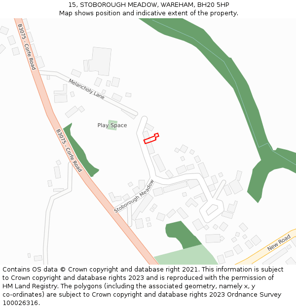 15, STOBOROUGH MEADOW, WAREHAM, BH20 5HP: Location map and indicative extent of plot