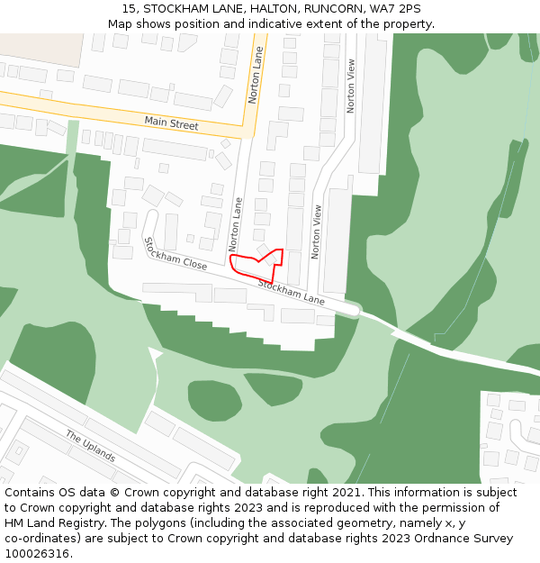 15, STOCKHAM LANE, HALTON, RUNCORN, WA7 2PS: Location map and indicative extent of plot