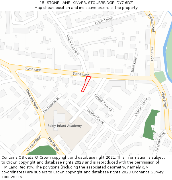 15, STONE LANE, KINVER, STOURBRIDGE, DY7 6DZ: Location map and indicative extent of plot