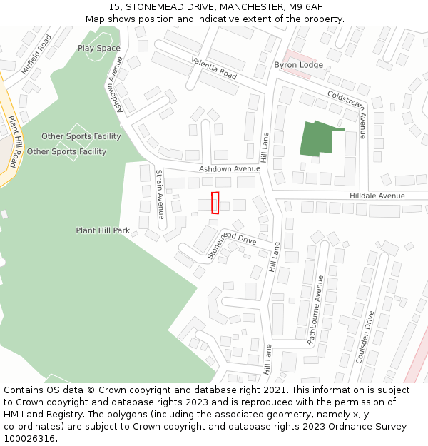 15, STONEMEAD DRIVE, MANCHESTER, M9 6AF: Location map and indicative extent of plot