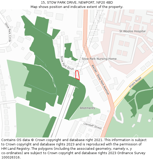 15, STOW PARK DRIVE, NEWPORT, NP20 4BD: Location map and indicative extent of plot