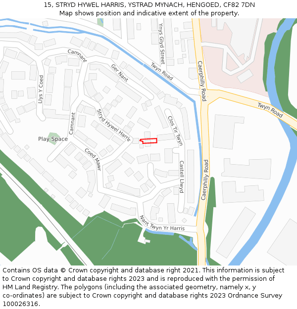 15, STRYD HYWEL HARRIS, YSTRAD MYNACH, HENGOED, CF82 7DN: Location map and indicative extent of plot