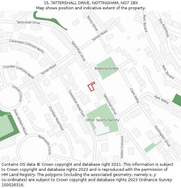 15, TATTERSHALL DRIVE, NOTTINGHAM, NG7 1BX: Location map and indicative extent of plot