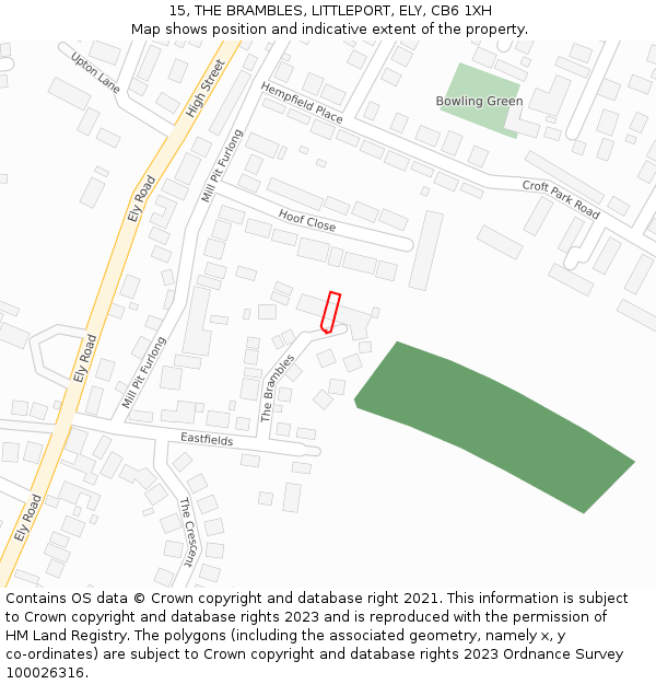 15, THE BRAMBLES, LITTLEPORT, ELY, CB6 1XH: Location map and indicative extent of plot