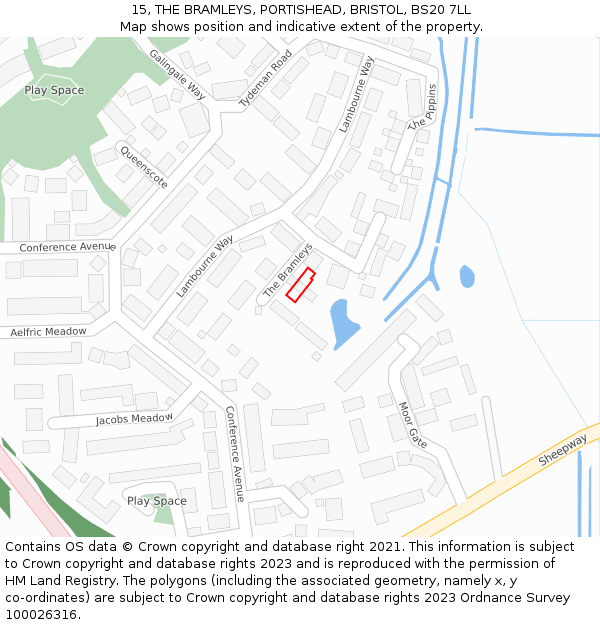 15, THE BRAMLEYS, PORTISHEAD, BRISTOL, BS20 7LL: Location map and indicative extent of plot