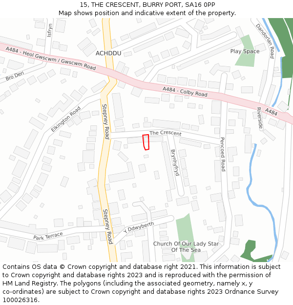 15, THE CRESCENT, BURRY PORT, SA16 0PP: Location map and indicative extent of plot