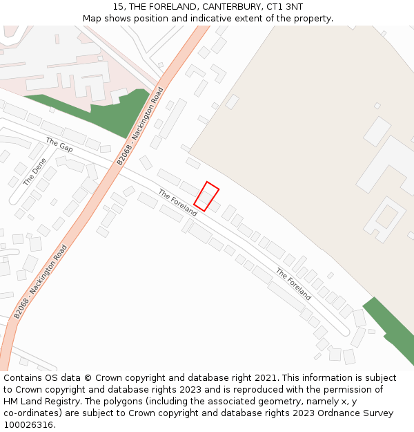 15, THE FORELAND, CANTERBURY, CT1 3NT: Location map and indicative extent of plot