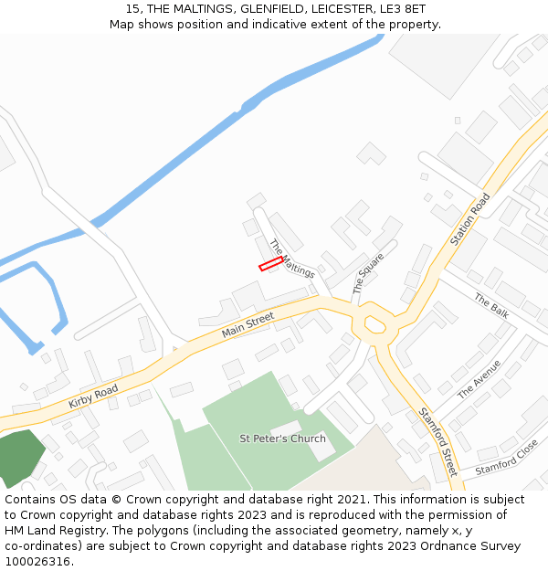 15, THE MALTINGS, GLENFIELD, LEICESTER, LE3 8ET: Location map and indicative extent of plot