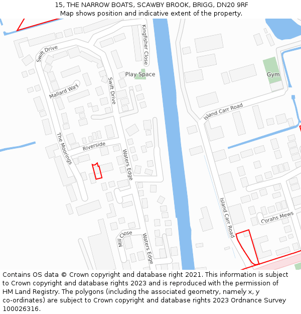 15, THE NARROW BOATS, SCAWBY BROOK, BRIGG, DN20 9RF: Location map and indicative extent of plot