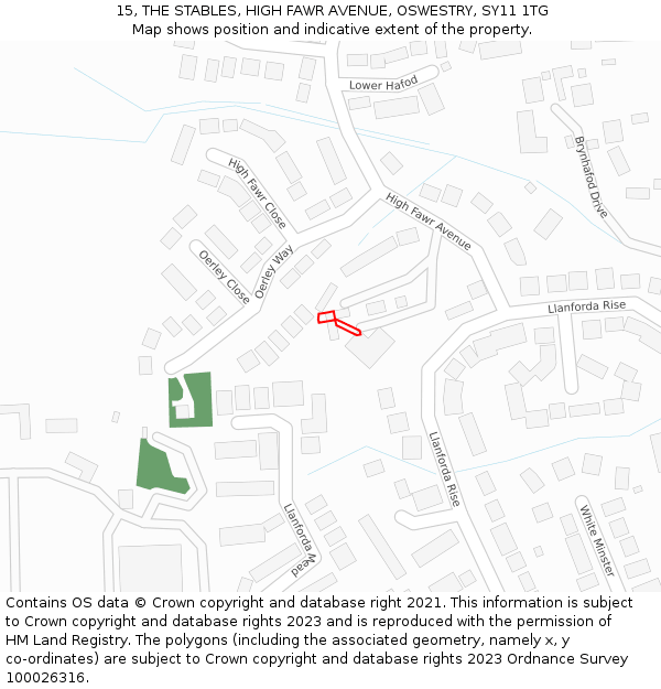 15, THE STABLES, HIGH FAWR AVENUE, OSWESTRY, SY11 1TG: Location map and indicative extent of plot