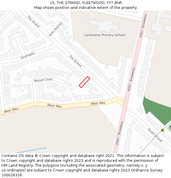 15, THE STRAND, FLEETWOOD, FY7 8NR: Location map and indicative extent of plot