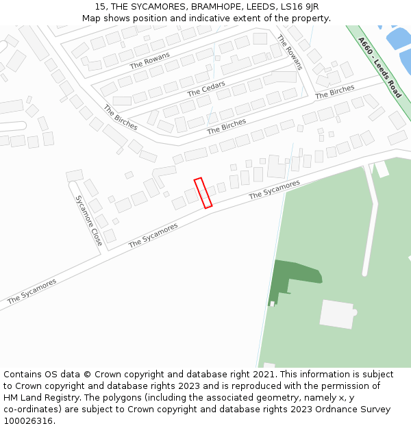 15, THE SYCAMORES, BRAMHOPE, LEEDS, LS16 9JR: Location map and indicative extent of plot