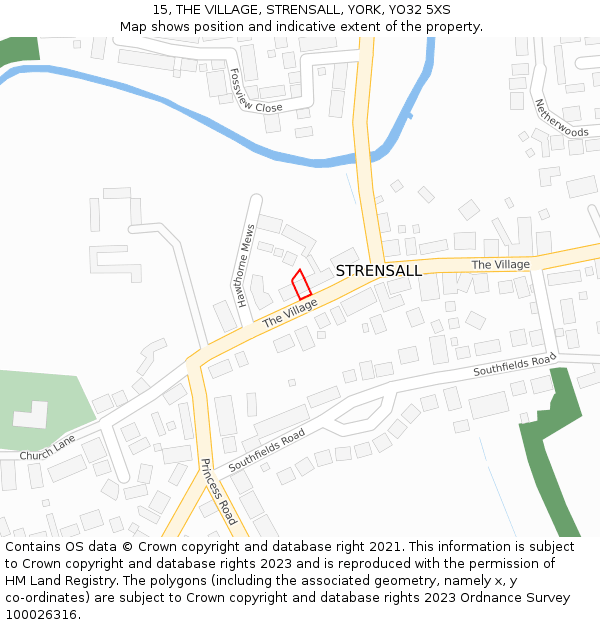 15, THE VILLAGE, STRENSALL, YORK, YO32 5XS: Location map and indicative extent of plot