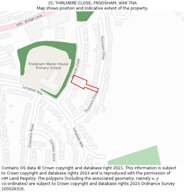 15, THIRLMERE CLOSE, FRODSHAM, WA6 7NA: Location map and indicative extent of plot