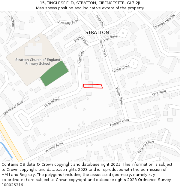15, TINGLESFIELD, STRATTON, CIRENCESTER, GL7 2JL: Location map and indicative extent of plot