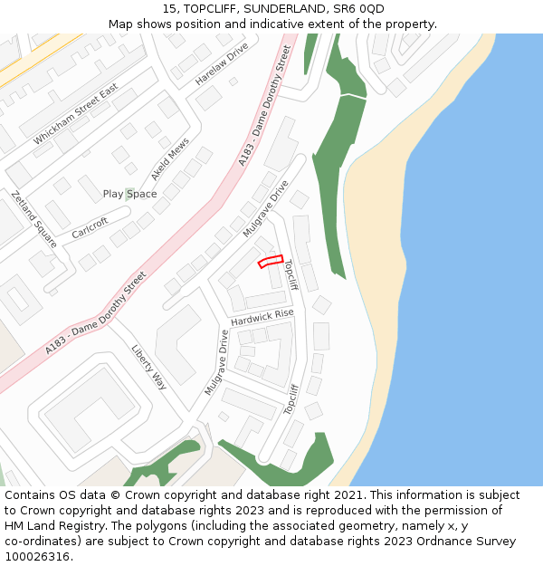 15, TOPCLIFF, SUNDERLAND, SR6 0QD: Location map and indicative extent of plot