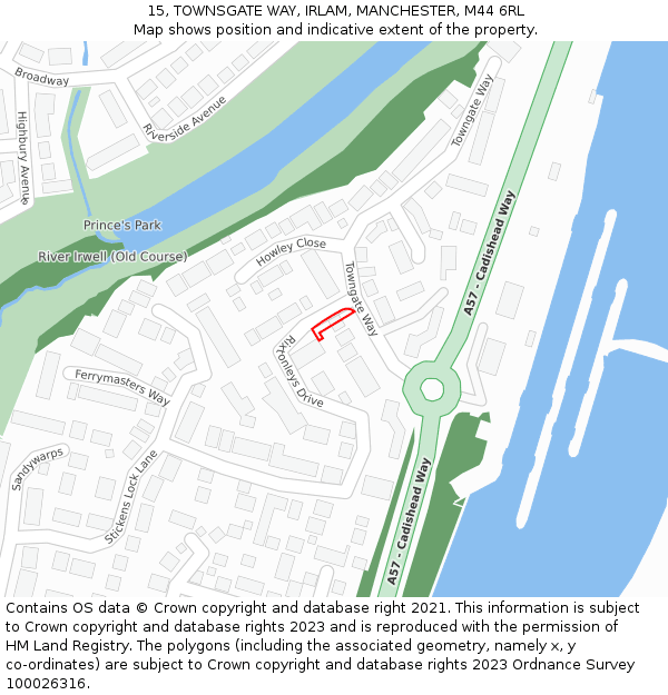 15, TOWNSGATE WAY, IRLAM, MANCHESTER, M44 6RL: Location map and indicative extent of plot