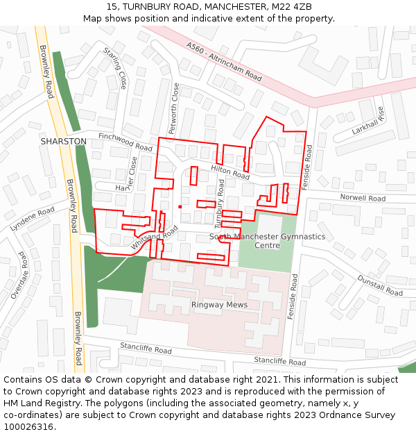 15, TURNBURY ROAD, MANCHESTER, M22 4ZB: Location map and indicative extent of plot