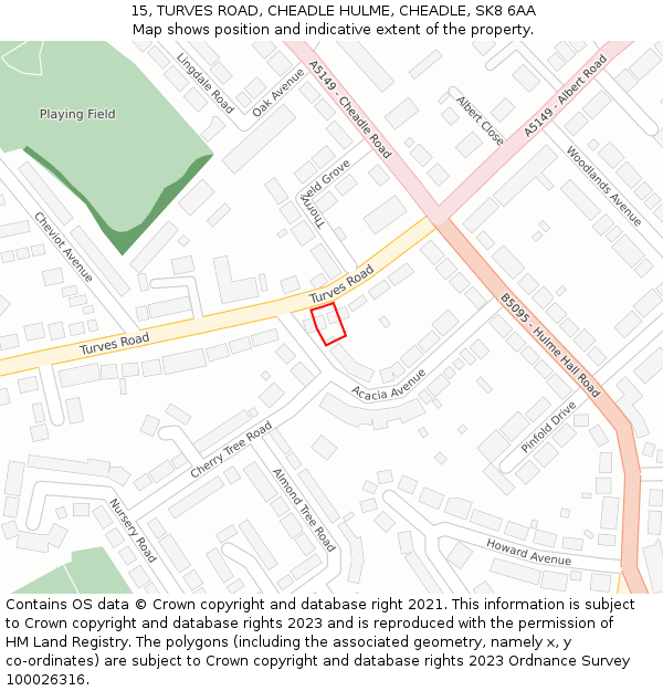 15, TURVES ROAD, CHEADLE HULME, CHEADLE, SK8 6AA: Location map and indicative extent of plot