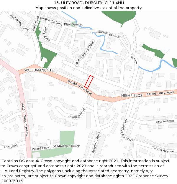 15, ULEY ROAD, DURSLEY, GL11 4NH: Location map and indicative extent of plot