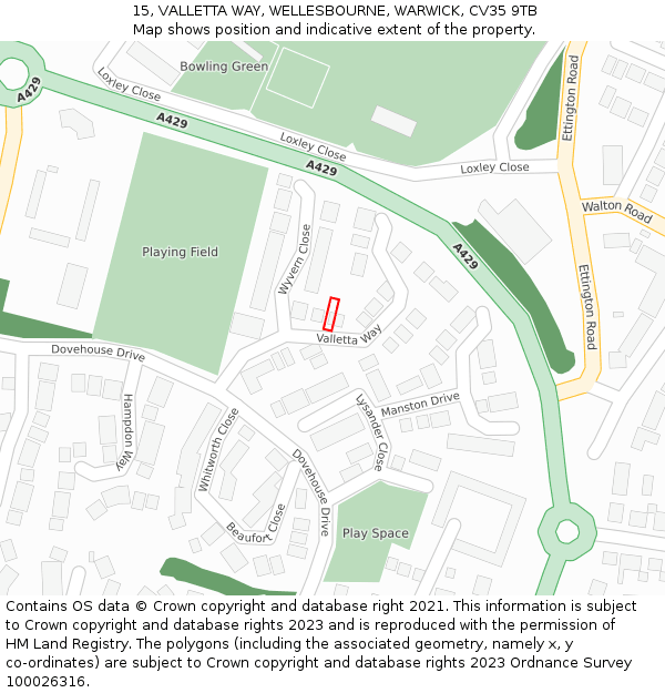 15, VALLETTA WAY, WELLESBOURNE, WARWICK, CV35 9TB: Location map and indicative extent of plot