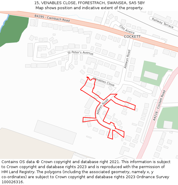 15, VENABLES CLOSE, FFORESTFACH, SWANSEA, SA5 5BY: Location map and indicative extent of plot