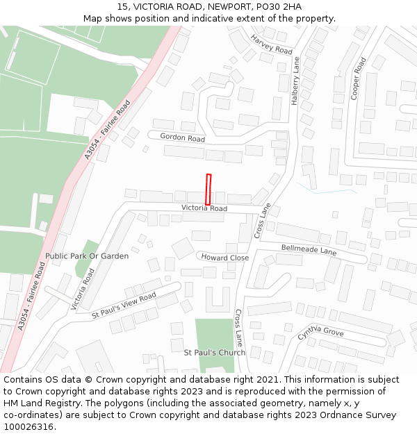 15, VICTORIA ROAD, NEWPORT, PO30 2HA: Location map and indicative extent of plot