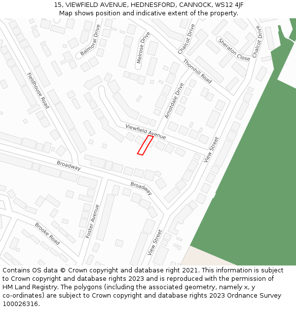 15, VIEWFIELD AVENUE, HEDNESFORD, CANNOCK, WS12 4JF: Location map and indicative extent of plot