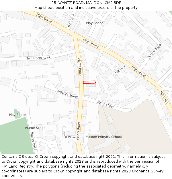 15, WANTZ ROAD, MALDON, CM9 5DB: Location map and indicative extent of plot