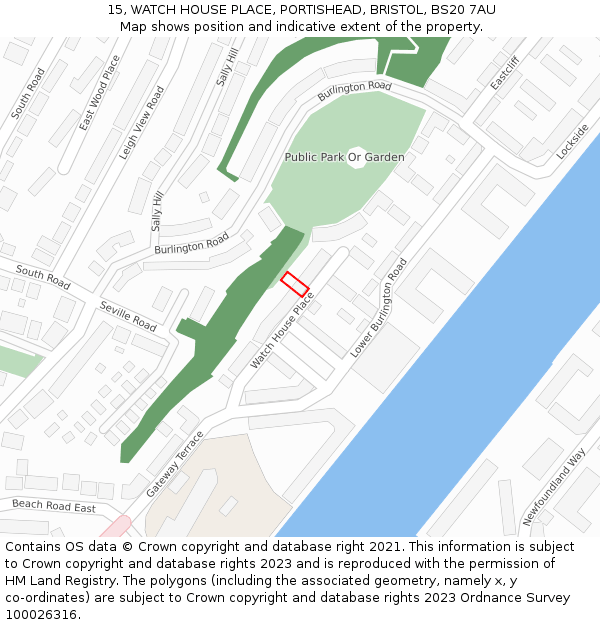 15, WATCH HOUSE PLACE, PORTISHEAD, BRISTOL, BS20 7AU: Location map and indicative extent of plot