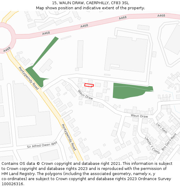15, WAUN DRAW, CAERPHILLY, CF83 3SL: Location map and indicative extent of plot