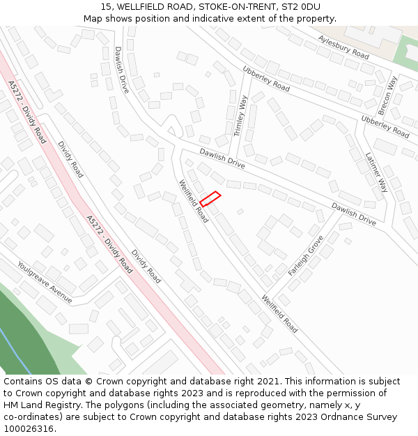 15, WELLFIELD ROAD, STOKE-ON-TRENT, ST2 0DU: Location map and indicative extent of plot