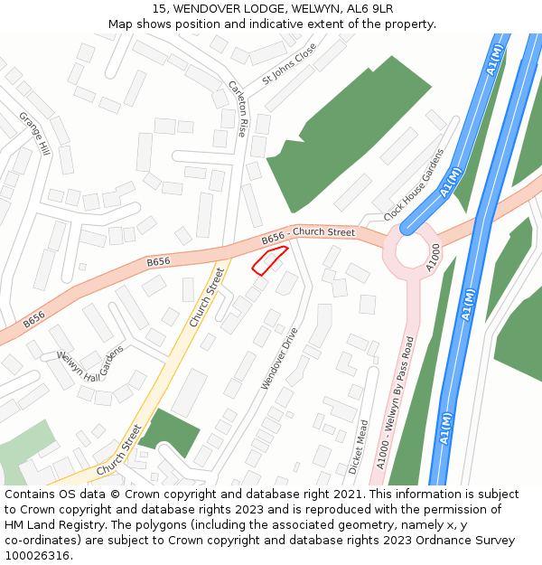 15, WENDOVER LODGE, WELWYN, AL6 9LR: Location map and indicative extent of plot