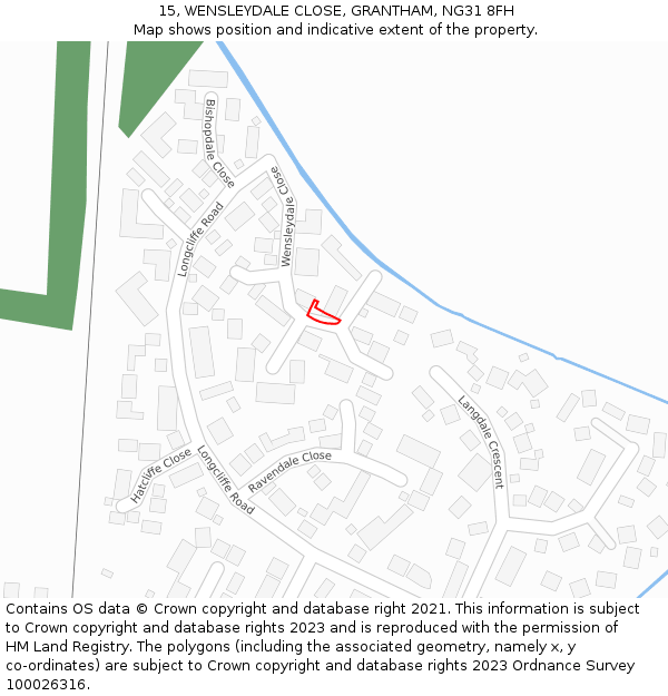 15, WENSLEYDALE CLOSE, GRANTHAM, NG31 8FH: Location map and indicative extent of plot