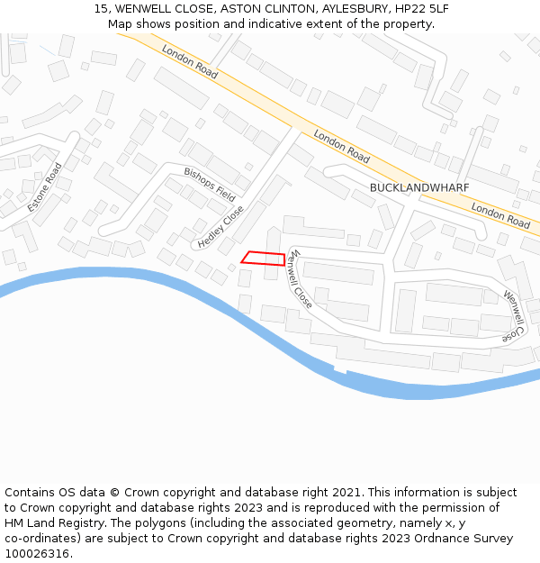 15, WENWELL CLOSE, ASTON CLINTON, AYLESBURY, HP22 5LF: Location map and indicative extent of plot