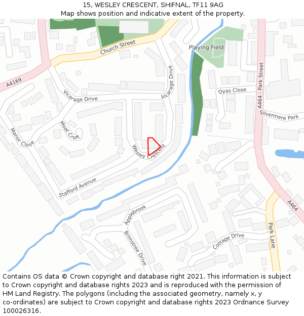 15, WESLEY CRESCENT, SHIFNAL, TF11 9AG: Location map and indicative extent of plot