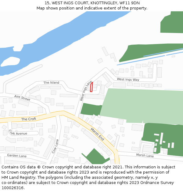 15, WEST INGS COURT, KNOTTINGLEY, WF11 9DN: Location map and indicative extent of plot